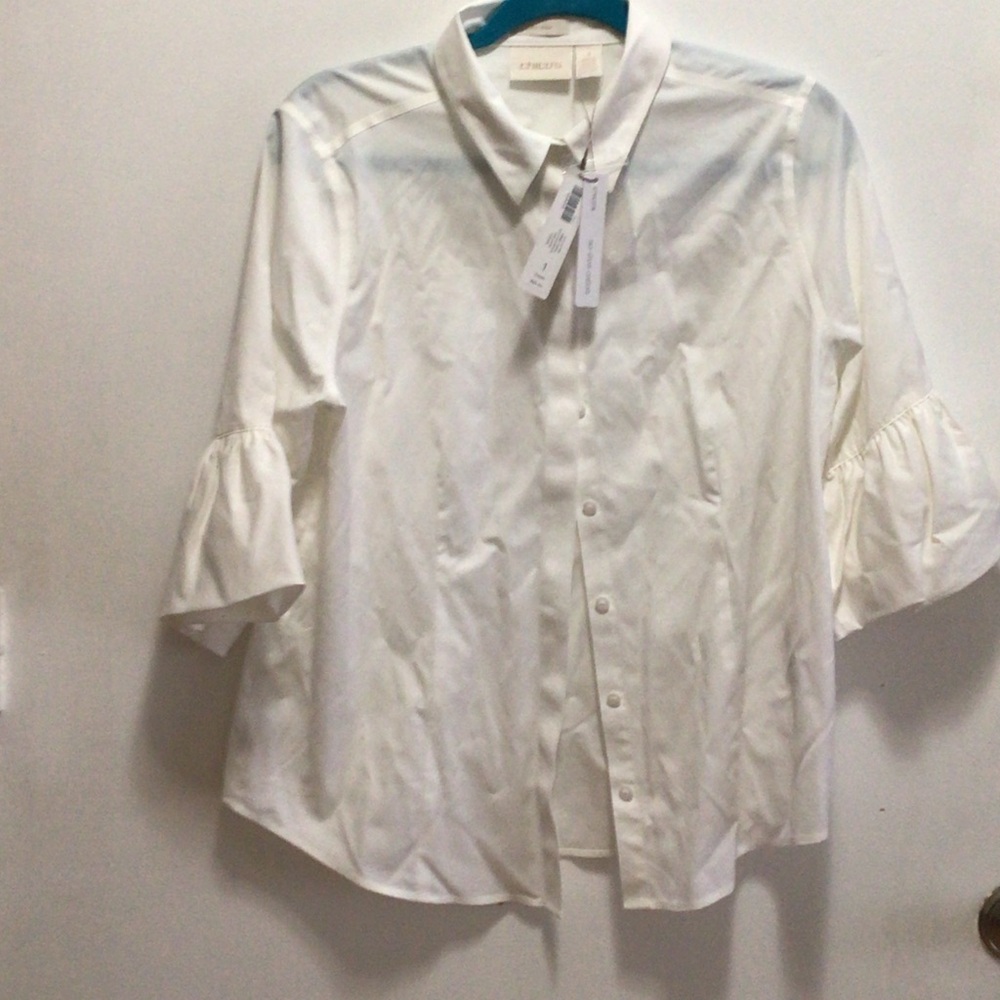 Chico's White Long Sleeve Button-Up Blouse